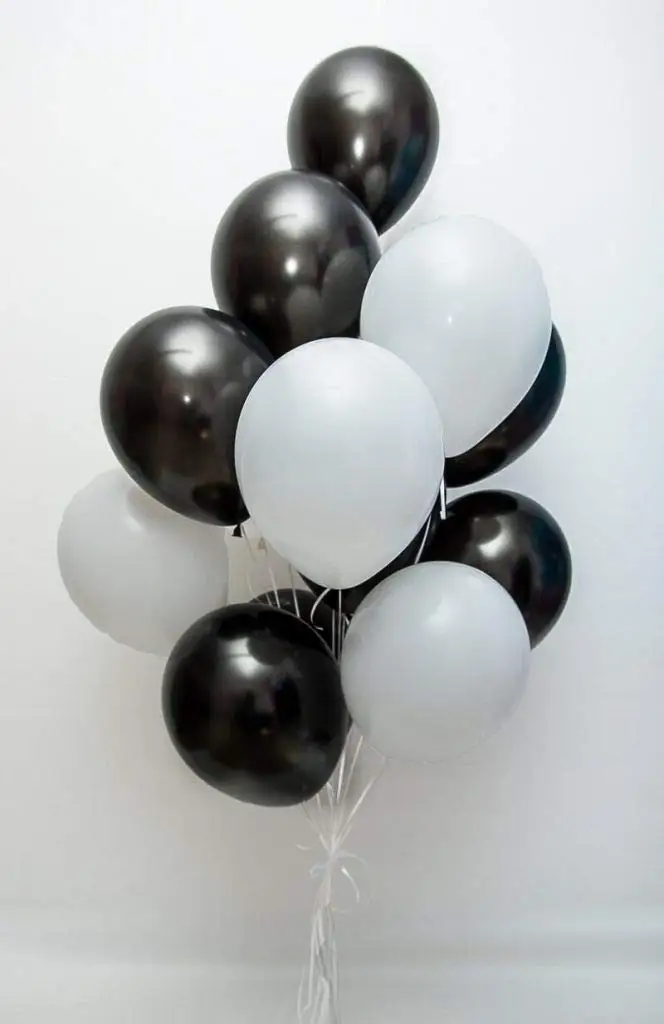

METABLE 12inch 100Pcs Latex Black Balloons Birthday Helium Party Decor Wedding Birthday Party, Pearl Black and matte white