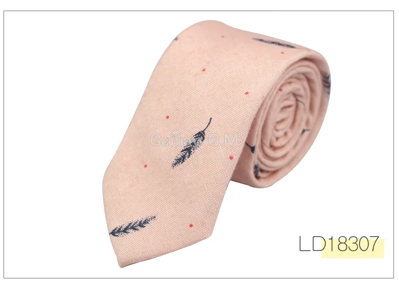 LD18307 Fashion Ties for Men Cotton Narrow Tie Skinny Cravat Neckties for Winter Men Party Skinny Tie Casual Printed Neck Ties Neckwear - Цвет: LD18307