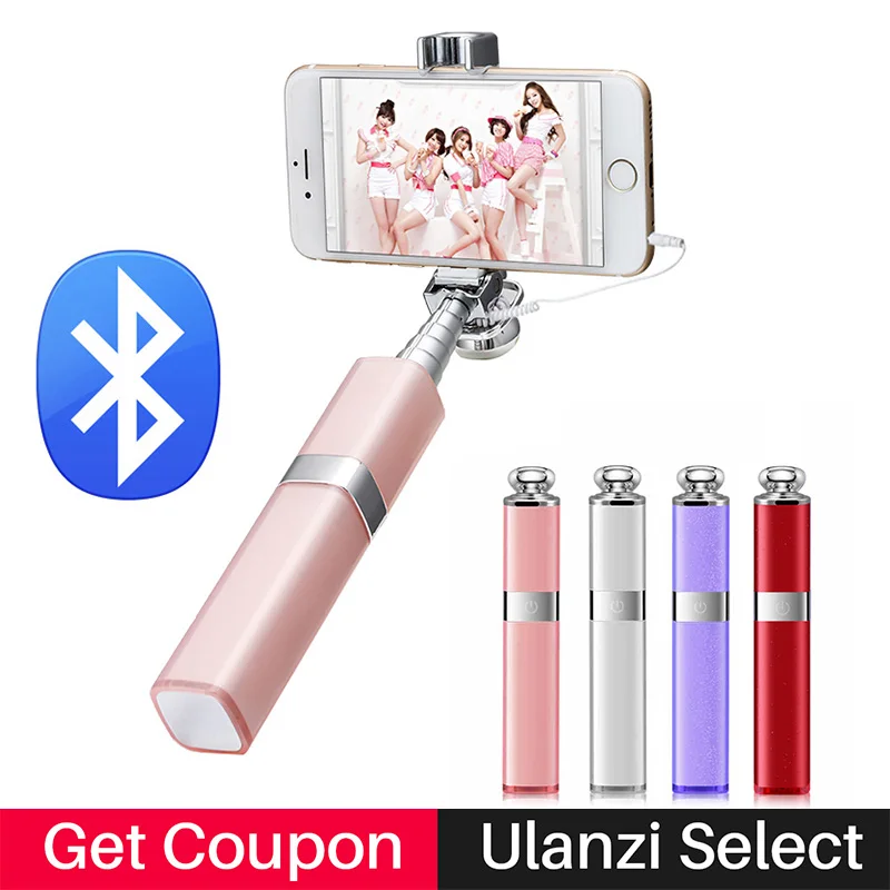 Ulanzi Universal Mini Monopod with Bluetooth Remote Shutter Girly Lipstick Design font b Selfie b font