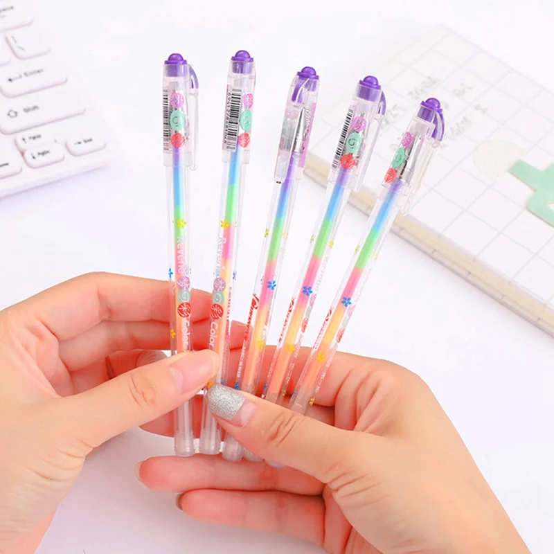 

1PCS Rainbow Color Gel Pen DIY Album Photo Decoration Highlighter Marker Pen Office Supplies