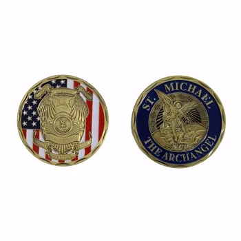 

50pcs St Michael Patron St of Law Enforcement hall OF HONOR REMEMBER THE FALLE 3D Badge Iron with Anti Bronze plated coins new