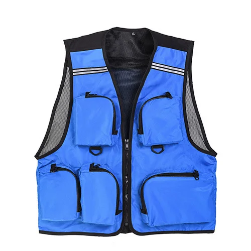 Для мужчин рыбацкий с карманами жилет летний спортивный Плавание нахлыстом одежда быстросохнущая дышащая ClothesDrop - Цвет: Blue