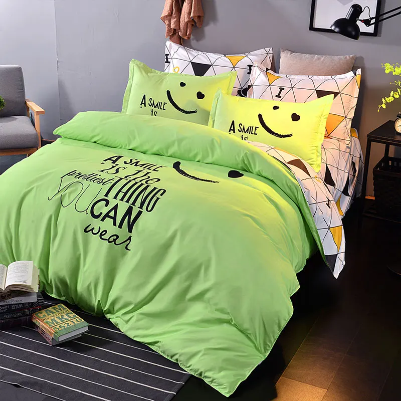 منقوشة طقم سرير 4 قطعة البوليستر غطاء لحاف من القطن غطاء سرير 2 قطعة سادات نوم النسيج أغطية سرير الملكة الاطفال طقم سرير