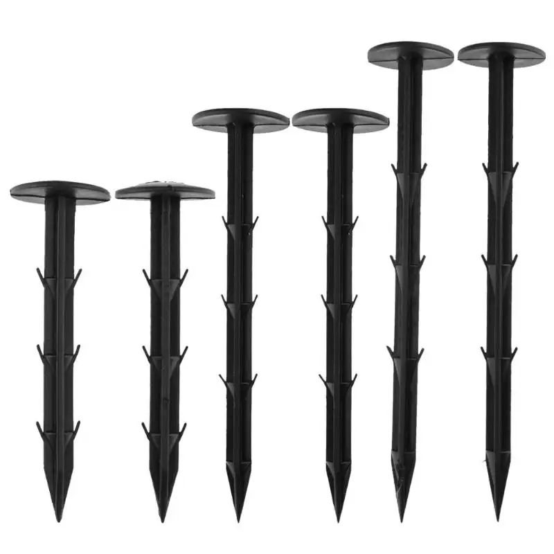 

10pcs/Pack Black Plastic PP Mulch Shading Pest Control Garden Ground Nail Plastic Film Fixed Pegs Gardening Tools 11/16/ 20cm