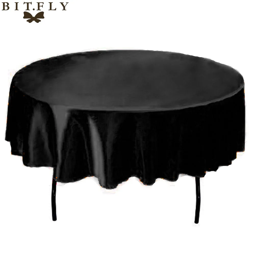

145cm Round Satin Tablecloth Table Cloth Cover Waterproof Oilproof Home Wedding Party Restaurant Banquet diy Decoration Black