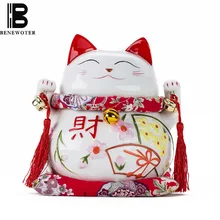 Китайский Керамическая фигура «Счастливая Кошечка» чай Caddy Кот приносящий удачу деньги монет хранения Jar благоприятный украшения дома фэн шуй ремесло Бизнес подарки