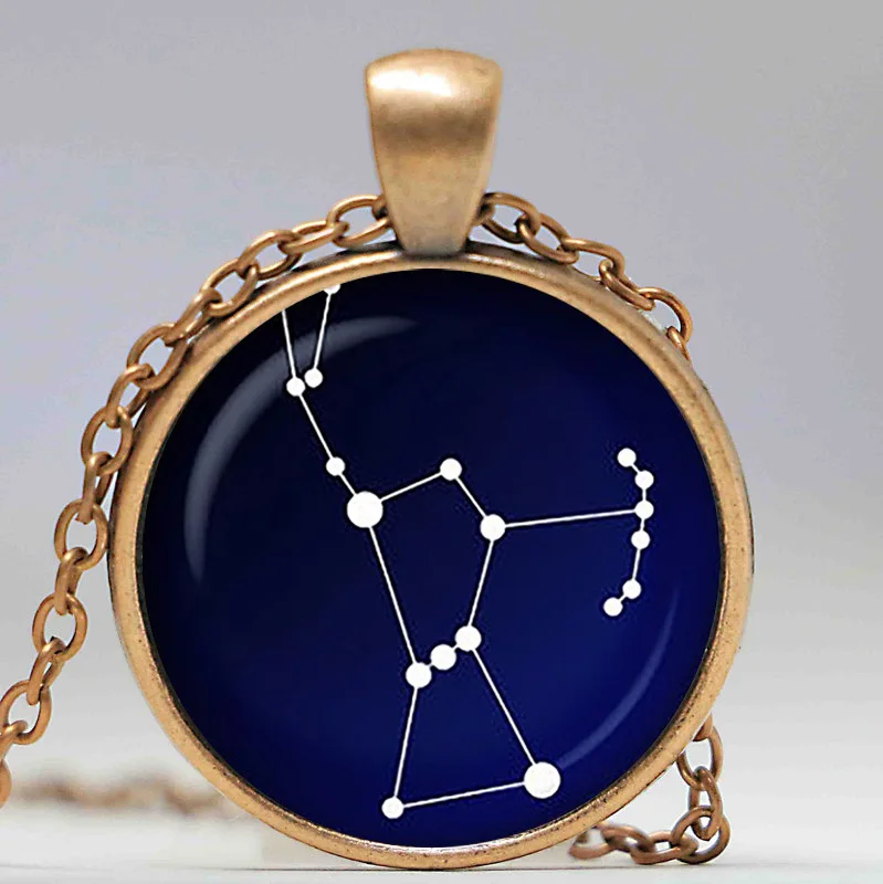 Стеклянная подвеска созвездия Ориона. Ожерелье "ночное небо". Звезды, астрономия, ювелирные изделия космической тематики, стеклянный кабошон кулон, серебряное покрытие