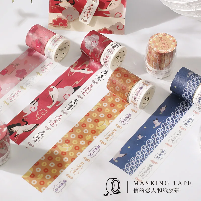 

2pc Blessings, Lucky, Prayer Series and Paper Tape Masking Washi Tape Set Stickers Scrapbooking Cute Stationery School Supplies