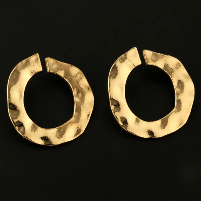 Vintage Gold Punk Twisted Round Stud Earrings For Women Irregular