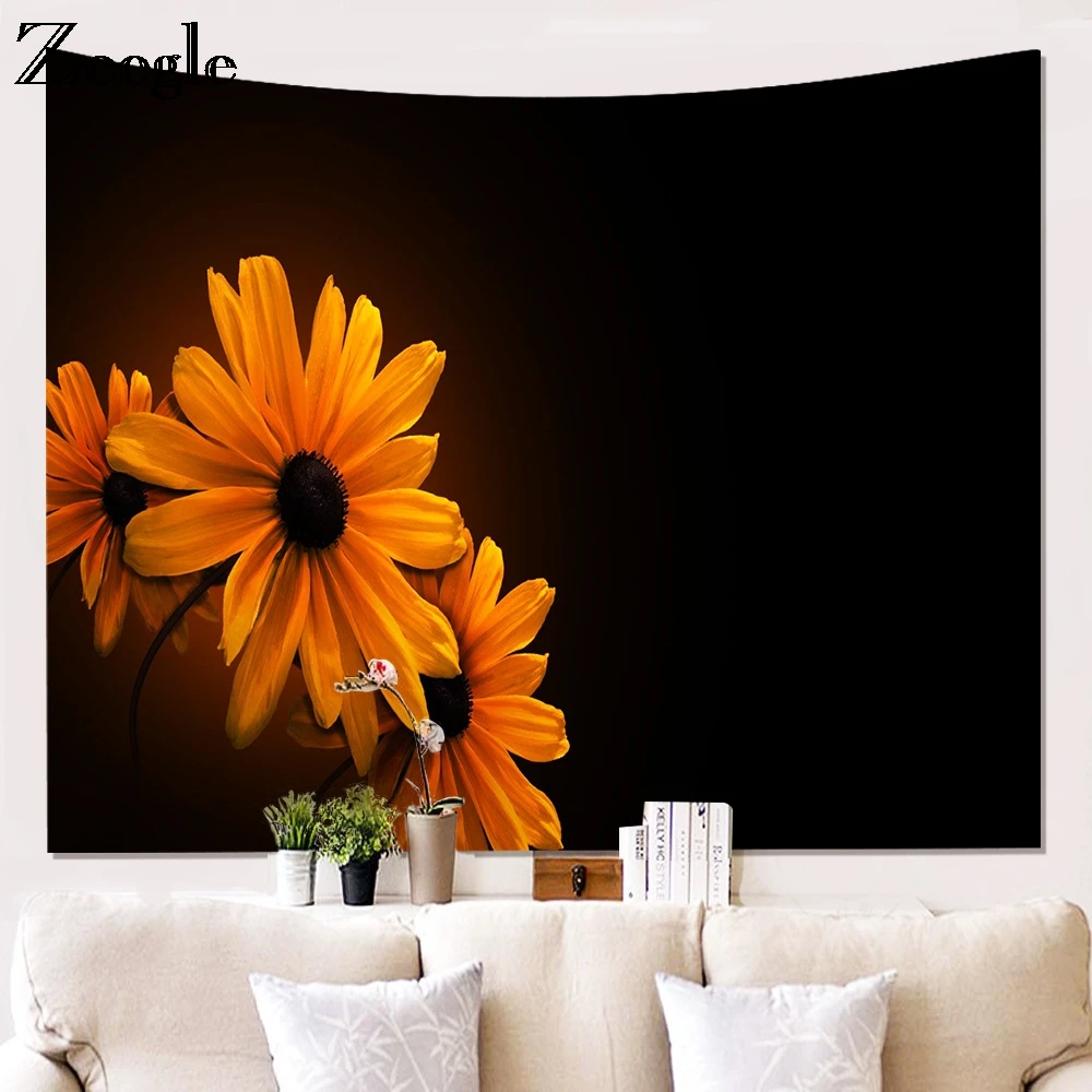 Zeegle Flower Printed Table Cloth Sofa Covers Home Wall Hanging Tapestry Bedspread Living Room Decor Tapestry Beach Throw Towel