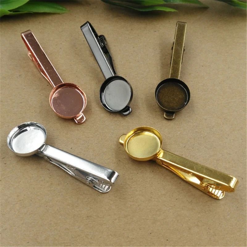 

BoYuTe 10Pcs Round 16mm Cabochon Base Tray 5 Colors Plated Diy Tie Clip Blank