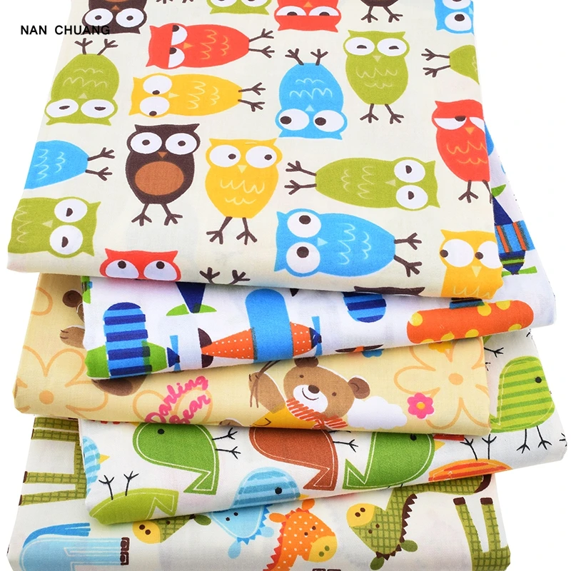 

Nanchuang 5Pcs/Lot Printed Cartton Patchwork Fabric DIY Handmade Dolls Sewing Quilting Fat Quarters Materials For Baby&Children