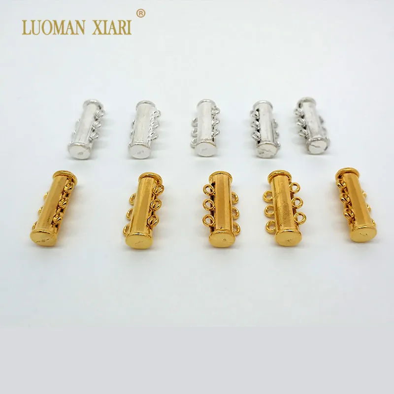

10pcs/lot Silvery and Golden 2 Colors Metal 6 hole Magnetic Clasps 6mm Leather Cord Bracelets Connectors For DIY Jewelry Making