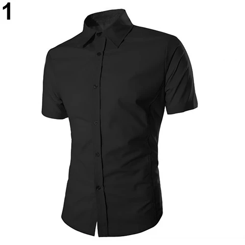 Модные Для Мужчин's Повседневное рубашка узкого кроя Бизнес короткий рукав отложной рубашка с воротником Лидер продаж