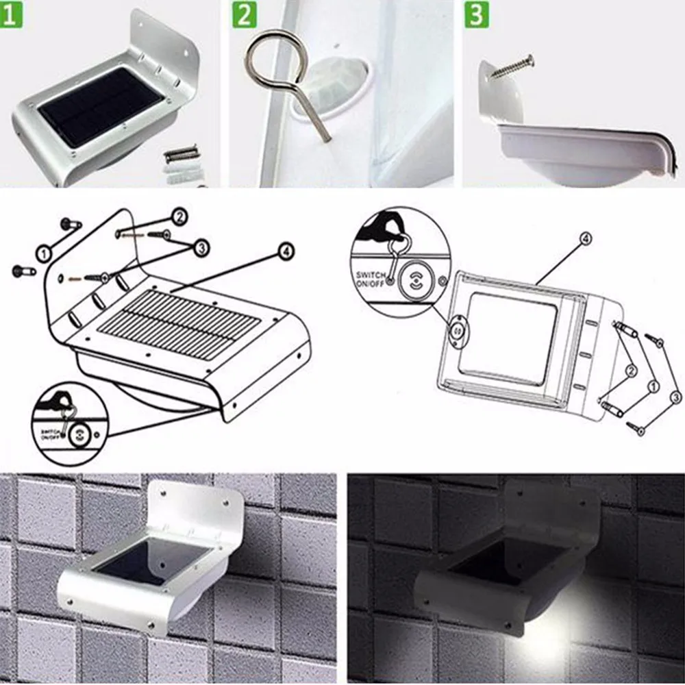 Sensor de Movimento Parede ao ar Livre à Prova Água de Poupança Energia Solar Pir Luz Drv Rua Quintal Caminho Casa Lâmpada Jardim rv 4 Pçs 3528 16 Led 10 pir sensor de movimento luz parede ao