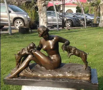 

Art Deco Sculpture Beauty And Pets Bronze Statue