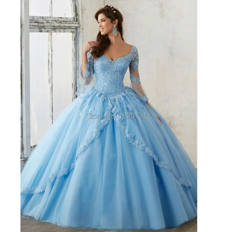 

Vintage Mint Blue Quinceanera Dresses For 15 Years Scoop Neck Appliques Lace Ball Gown Cheap Quinceanera Gowns Prom Dresses
