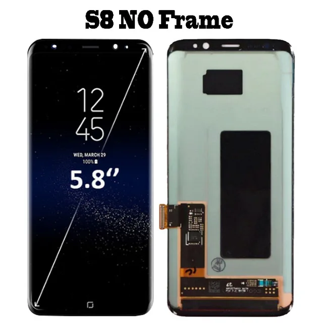 5,8 ''/6,2'' дисплей с рамкой для samsung S8 G950F G950U lcd S8 Plus G955 G955F с кодирующий преобразователь сенсорного экрана в сборе - Цвет: S8 Black No Frame