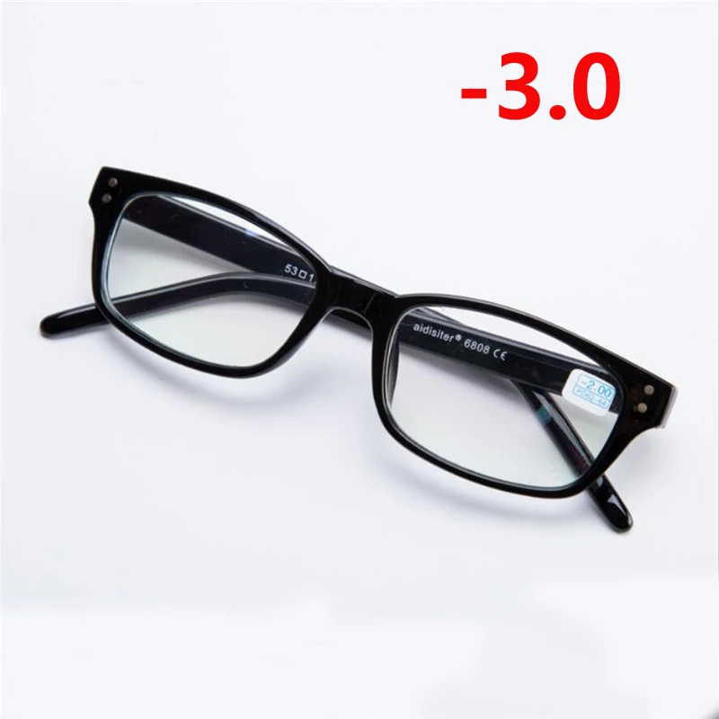Квадратными заклепками рамка Для женщин Близорукость очки Для мужчин Пластик кадров готовой близорукость очки-1,0-1,5-2,0-2,5-3,0-3,5-4,0 - Цвет оправы: Myopia 300