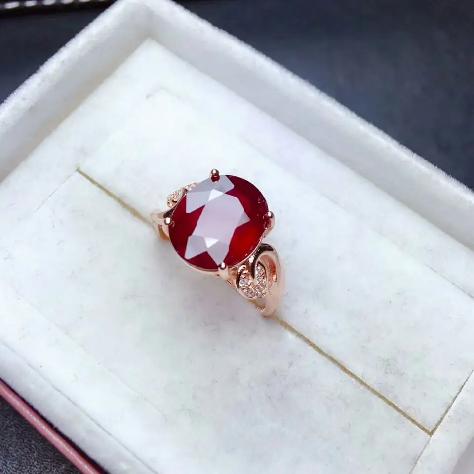 [MeiBaPJ большой натуральный сжигающая кровь голубей рубиновый драгоценный камень Мода Сердце Кольцо для женщин Настоящее серебро 925 проба ювелирные изделия