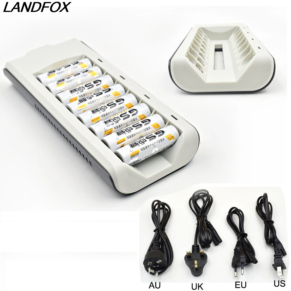 

LANDFOX 2018 Mobile Phone Chargers 8 Slots Smart Fast Charger AA AAA Ni-MH/Ni-Cd Batteries Rechargeable Battery EU/AU/UK/US plug