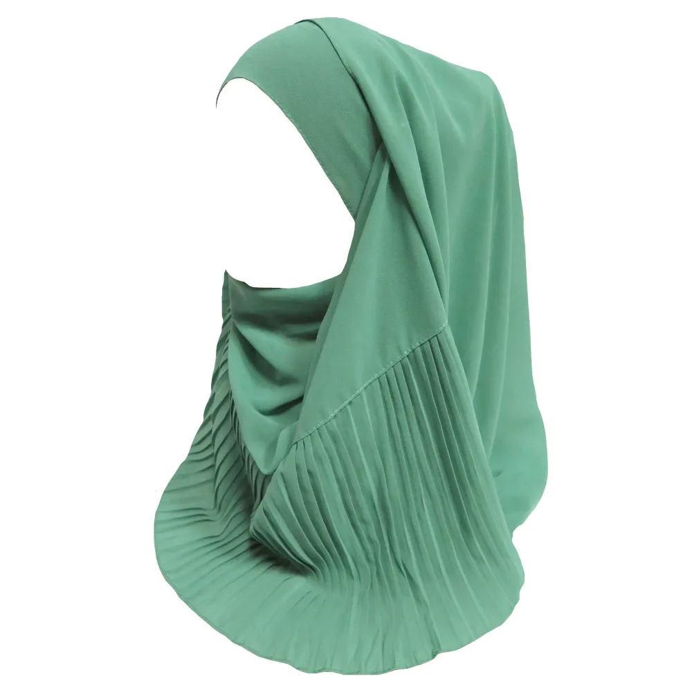 Bubble Chiffon Muslim Hijab Head Scarf Shawl Wrap Patchwork Pleated Plain Colors Scarf Shawl