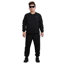 Новые весенние мужские черные модные супер большие повседневные свободные толстовки с капюшоном, комплекты брюк, Осенний Весенний костюм, размер 3XL-6XL 7XL 8XL