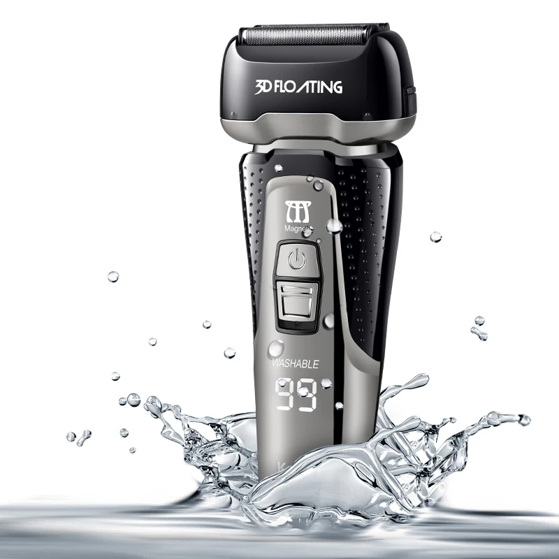 

Triple Blade Cutting System Fully Washable Electric Shaver Intelligent LED Display Razor Rechargeable Shaver 110-240V