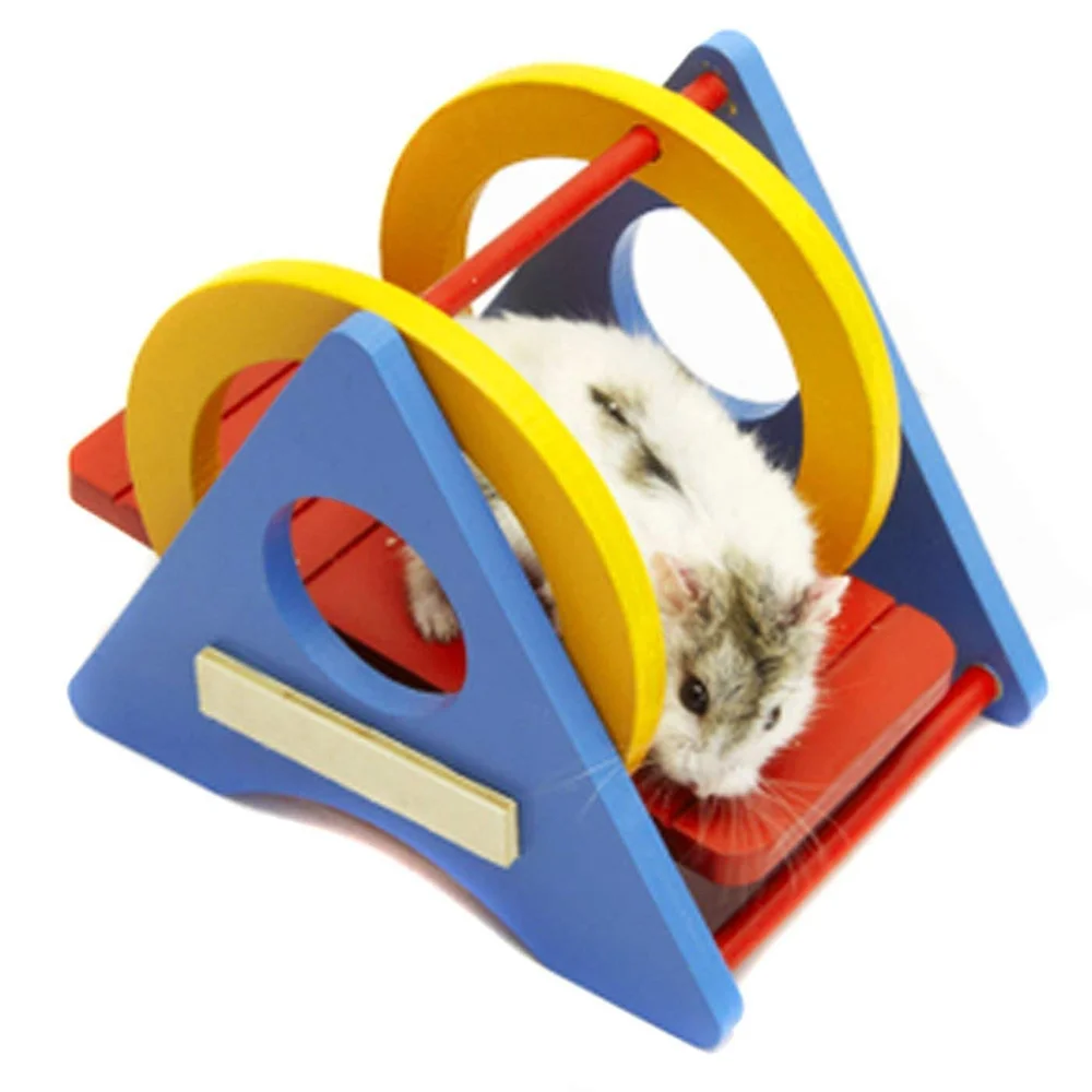 Small Pet Hamster Rat Swing Toys Colorful Wooden Swing Toy for Small
