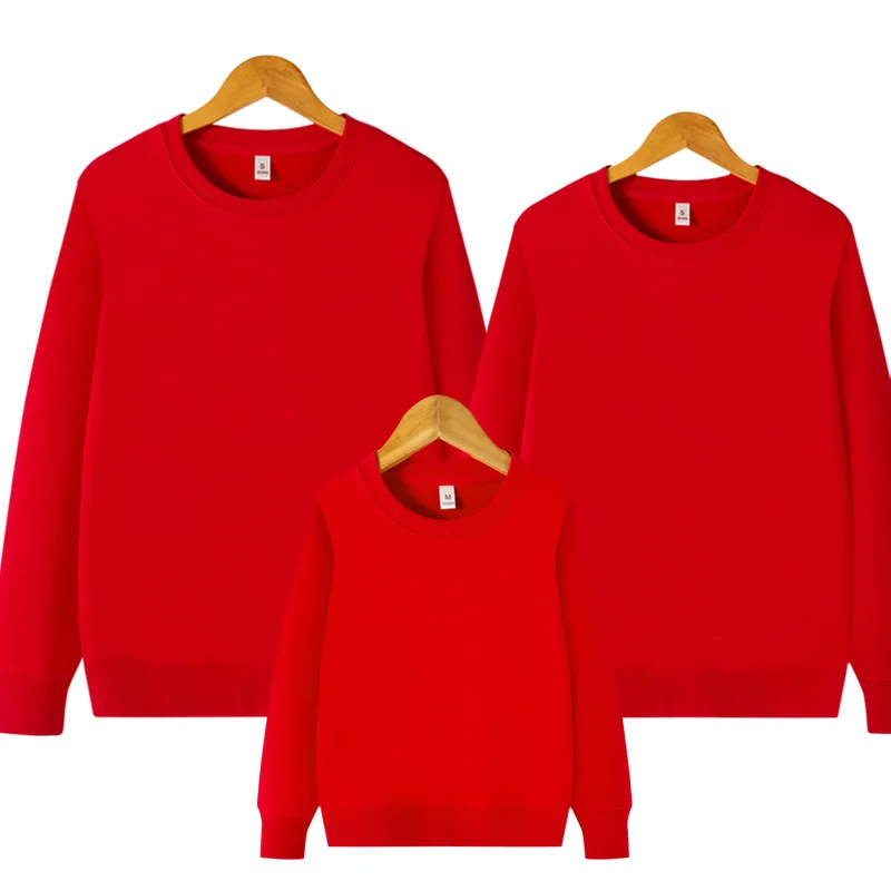 Бархатный свитшот для девочек; Семейный комплект для мамы, папы, пары; толстовки для мамы, дочки и сына; зимние штаны; комплект одежды - Цвет: Красный