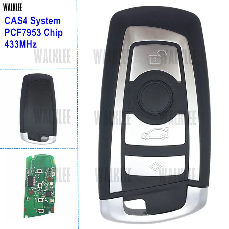 Смарт ключ WALKLEE 4BT подходит для BMW CAS4 + 433 МГц с чипом PCF7953 Автомобильный