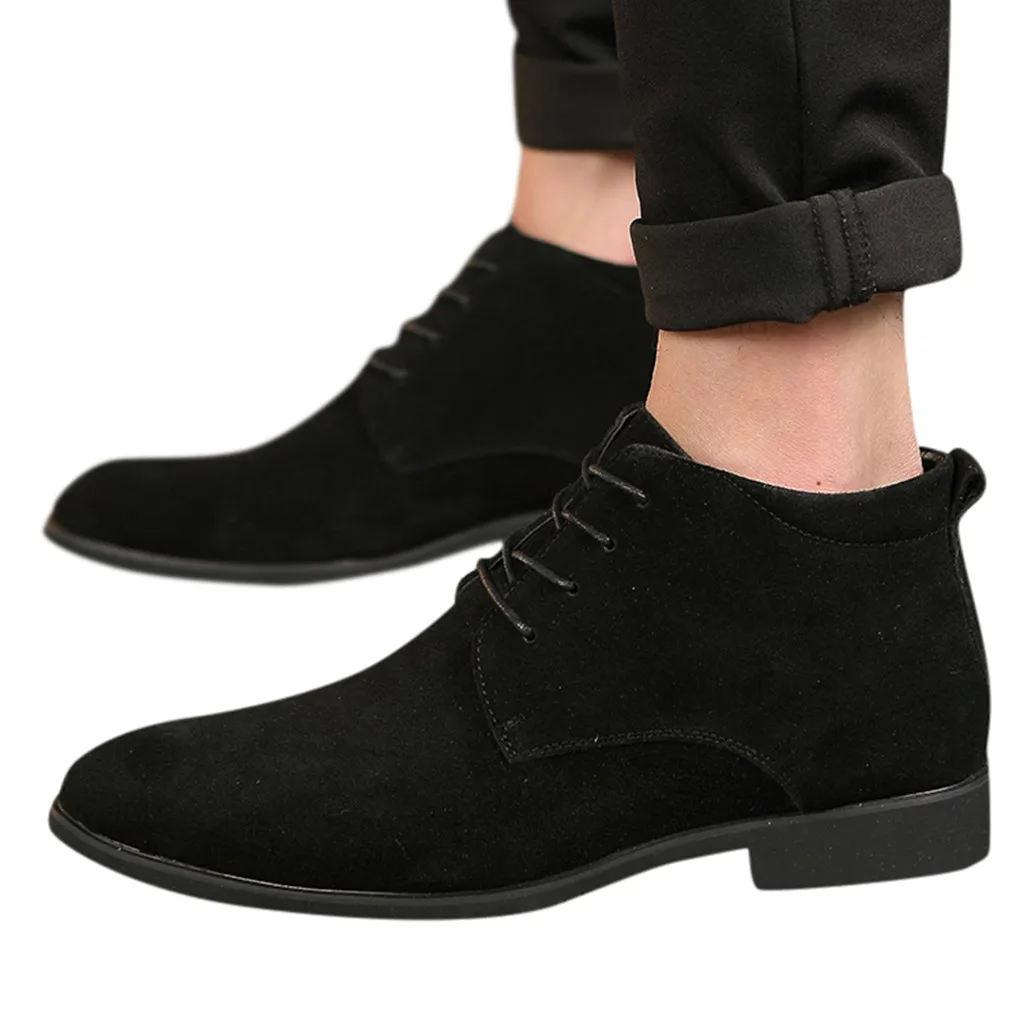 Замшевые мужские ботинки; оксфорды; вельветовые повседневные высокие туфли; Цвет хаки; мужские ботинки с острым носком на низком
