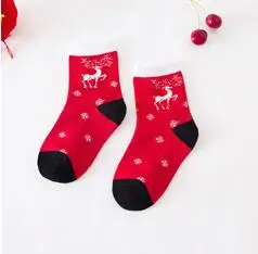 Модные детские носки, милые повседневные рождественские чулки, осенне-зимние детские носки для детей 1-6 лет - Цвет: red black