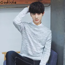 GODLIKE 2017 Winter Men Casual Round Neck Long Sleeve Pullover Knitted Slim Fit Jumpers Sweater Slim Fit Warm Clothes Knitwear