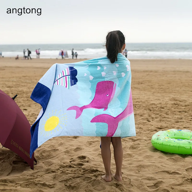

160X80cm pink or blue dolphin print large size thicken bath towel no formaldehyde children adult 100% cotton velvet beach towel