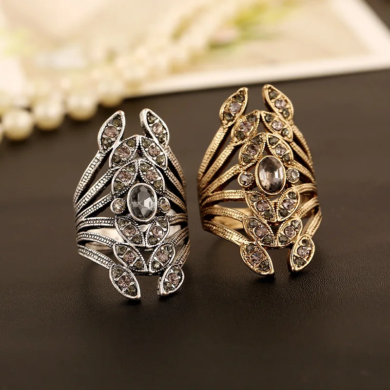 Vintage Boho Big Wings Ring Antique Gold Gemini Rings For Women Fashion Statement Turkey Indian Jewelry