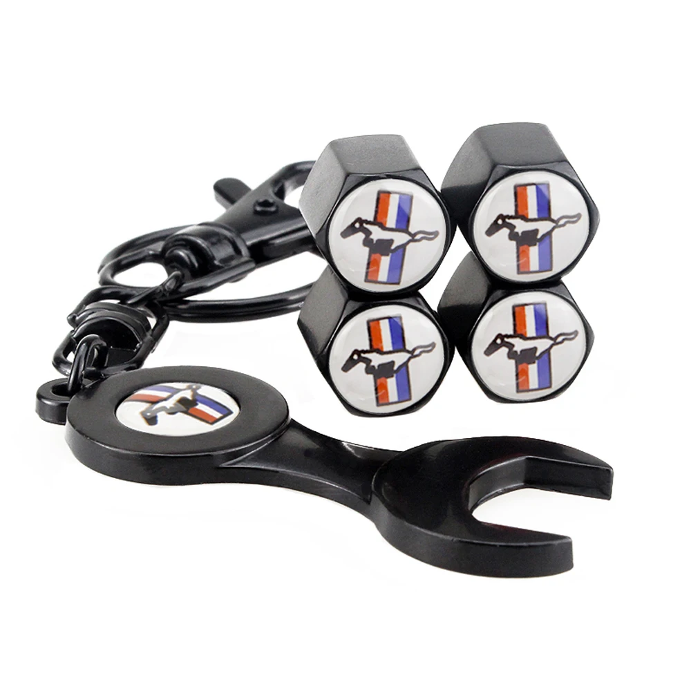 For Mustang Tire Valve Caps With Wrench Fit For Focus Mondeo Kuga