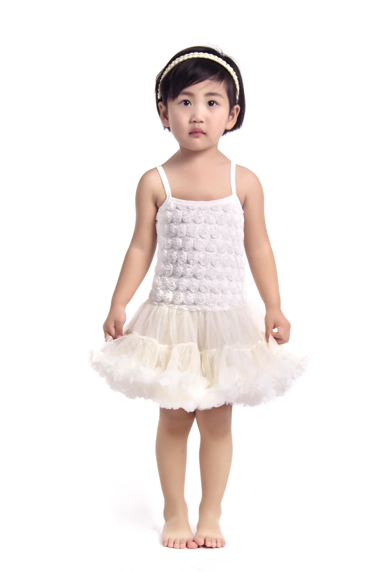 Baby Rosette Children Ivory Fluffy Baby Dress For Girls Newborn Toddler