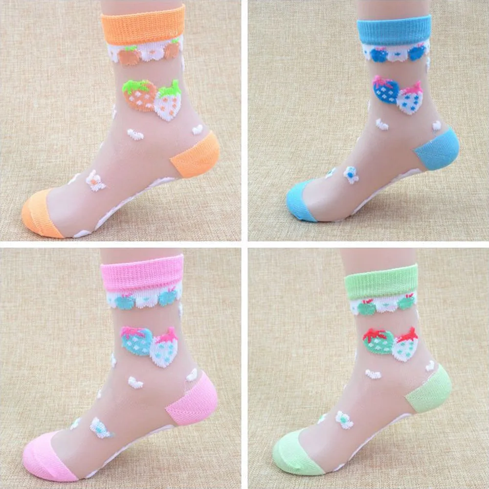 4/6 пар/партия, носки для девочек летние тонкие носки в сеточку Детские Модные эластичные кружевные носки с цветами,, детские носки - Цвет: 4Pairs mix and match