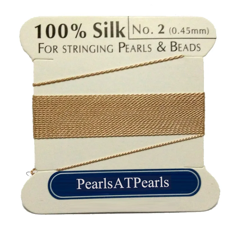 2M Long 0.45mm Diameter Pink 100 Natural Silk Beading Cords with Needle