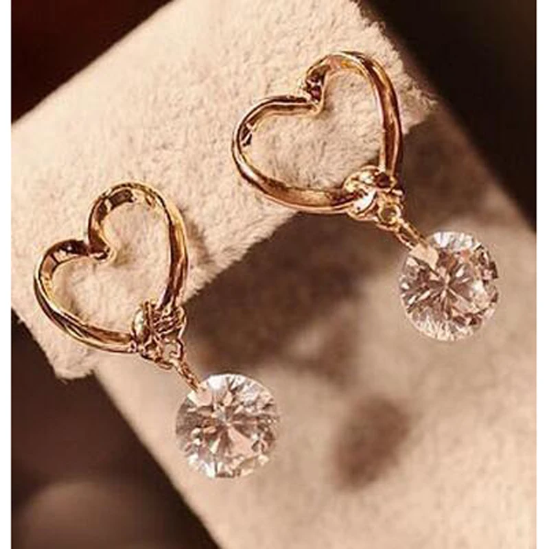 

1pair Stud Earrings for Women Love Heart Rhinestone Earrings Fashion Jewelry Woman Earring Pendientes Mujer Boucle d'oreille