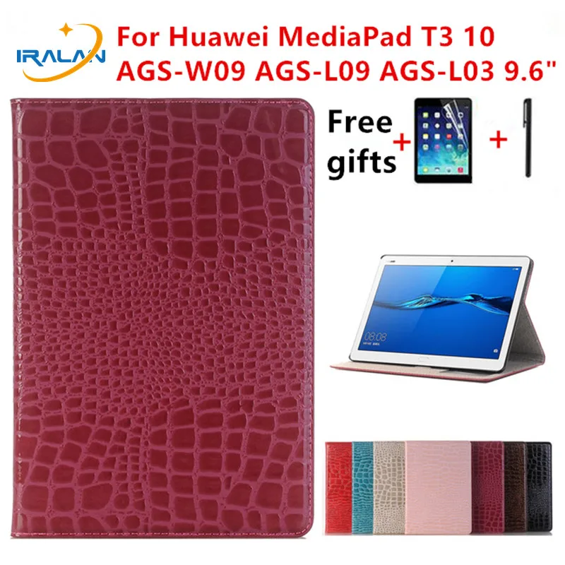 Чехол подставка из искусственной крокодиловой кожи для Huawei MediaPad T3 10 9 6