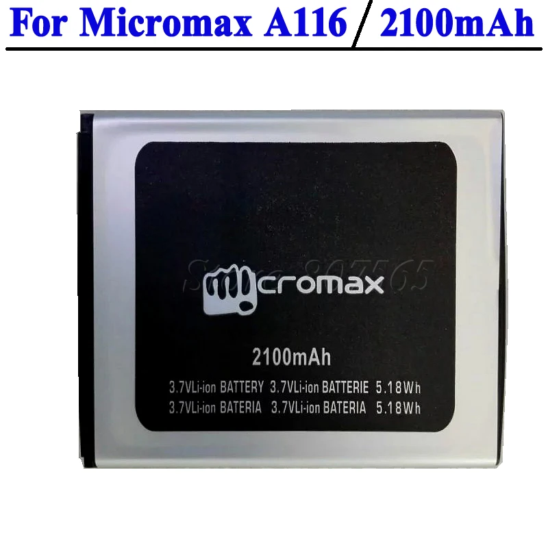 Micromax A116 Battery 3.7V 2100mAh 5.18Wh High Quality Mobile Phone Bateria Batterie Accumulator ACCU | Мобильные телефоны и