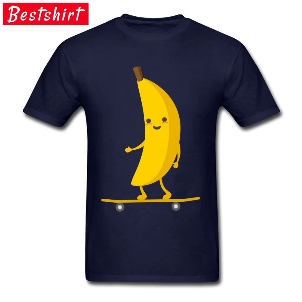 Casual Banana skater T-Shirt 2018 Autumn Short Sleeve Crewneck Tops & Tees Pure Cotton Man Slim Fit Tee-Shirts Banana skater navy