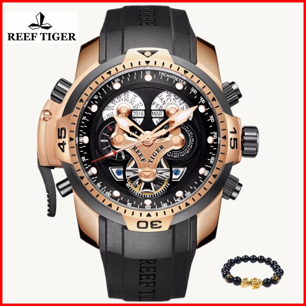 

Reef Tiger Luxury Brand Men Sport Diver Watches Militare Waterproof Automatic Mechanical Tourbillon Men Watch Relogio Masculino