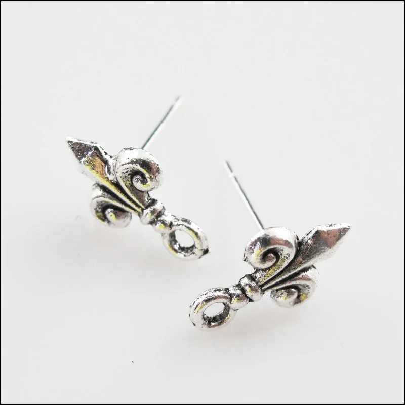 

New 12Pcs Tibetan Silver Tone "Fleur de lis" Wire Earrings Hooks Findings 9x14mm