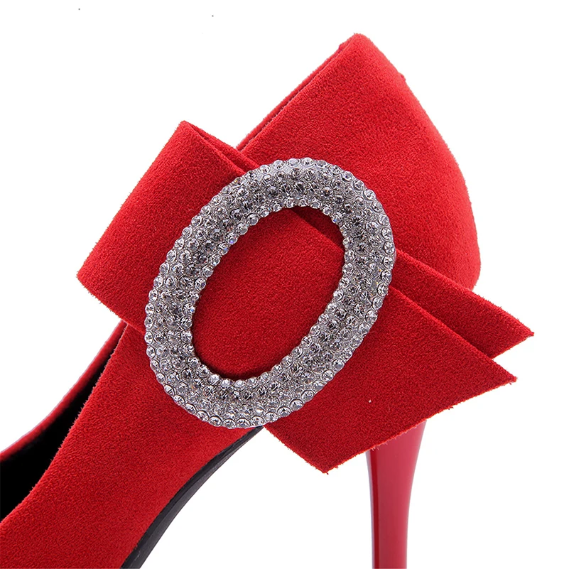 Strass 2018 Herbst Frauen Schuhe pink Wildleder Heels Helfen Mund black Beige Runde Flach Stiletto Schnalle Zu red Neue Spitzen Low Temperament qFgAzq