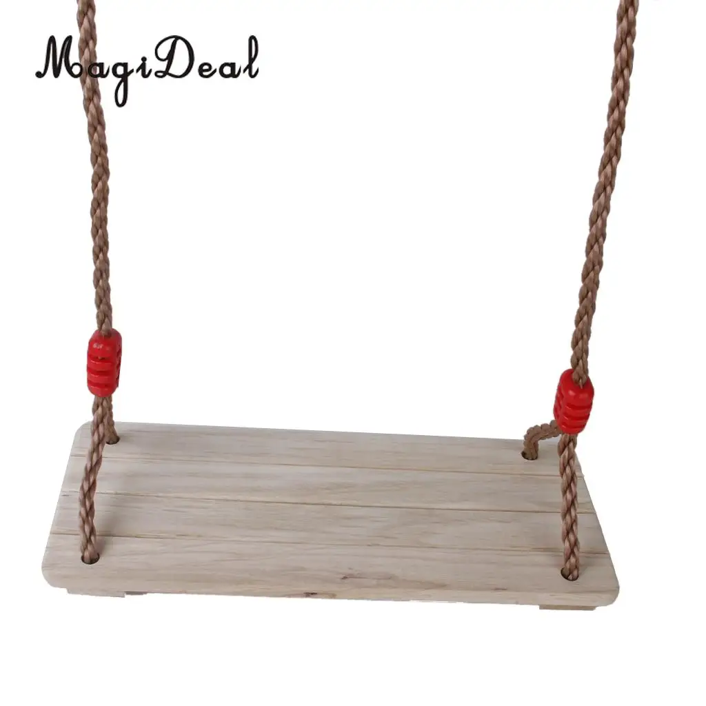 High Quality Birch Wood Outdoor Swing Set Seat with Rope for Children Kids Adult Toy Park Garden Yard Playground Accessory
