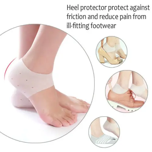 Exceart 3 Paires de Gel Talon Manches Silicone Talon Chaussettes Protecteurs pour Fasciite Plantaire Achille Tendinite Tendon Endolorie Talon sans Trou Teint