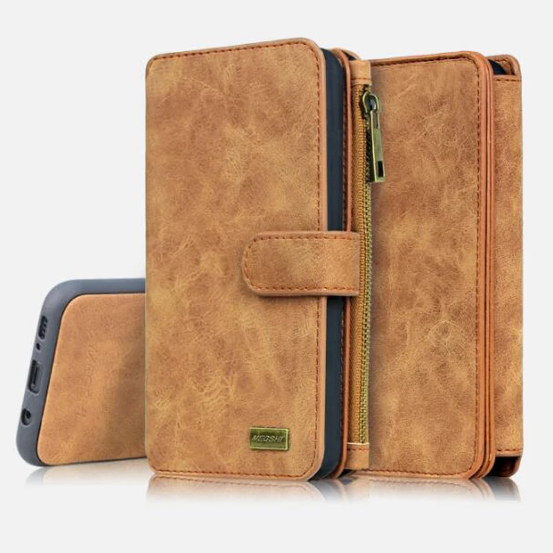 

Multifunctional Wallet Zipper Flip Cover Cell Phone Leather Wallet Card Holder Phone Case For iphone 6 7 8 plus X Bussiness